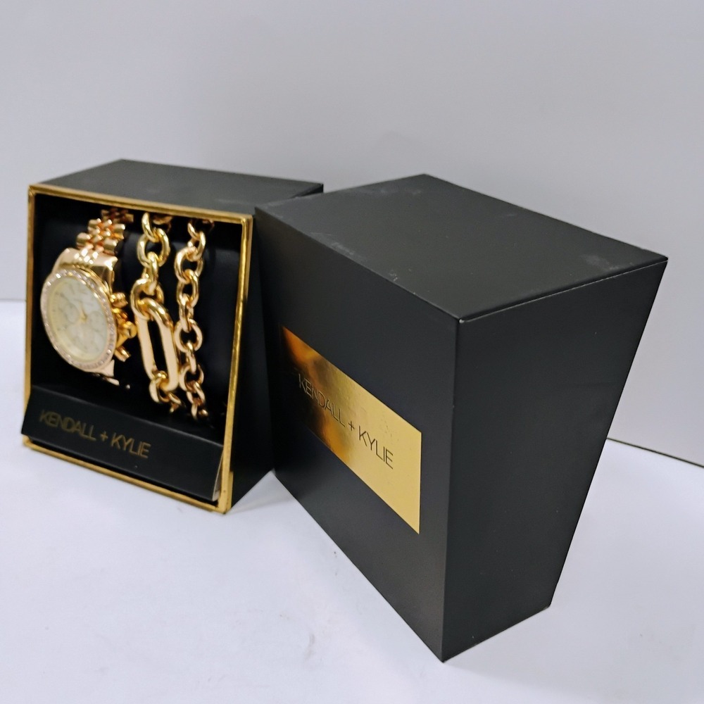 Kendall + Kylie Women's  Gold Silver Quartz Watch and Two (2) Separate Bracelets - Picture 3 of 10